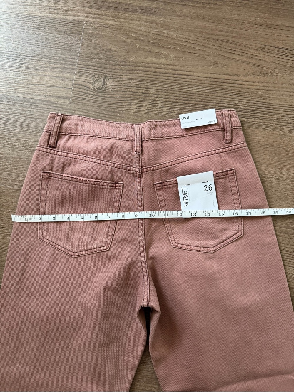 NWT Vervet Leslie 90s Vintage Flare Distressed Pink Wide Leg Jeans Size 26 - Picture 6 of 10